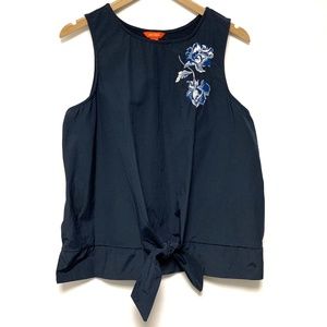 JOE FRESH Applique Banded Hem Tie Front Sleeveless Top Size M